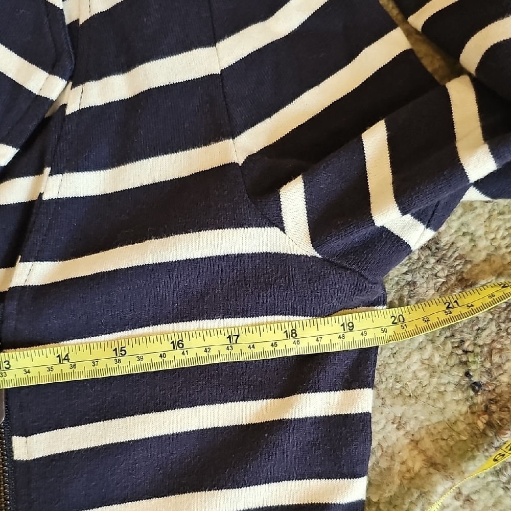 Talbots Navy and White Striped Off Center Zip Jacket - Picture 9 of 9